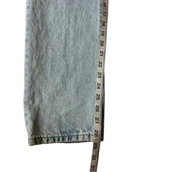 Levi's 501 150 Women's High Rise Fitted Straight Leg Distressed Jeans w/ Stain - Picture 8 of 11